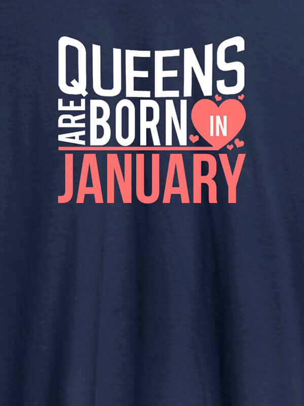 Custom Queens Are Born In Personalised Womens T Shirt Navy Blue Color