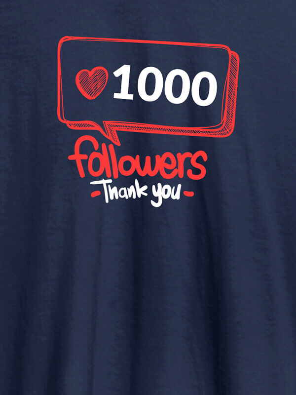 Custom Followers Thank Personalised Printed Womens T Shirt Navy Blue Color