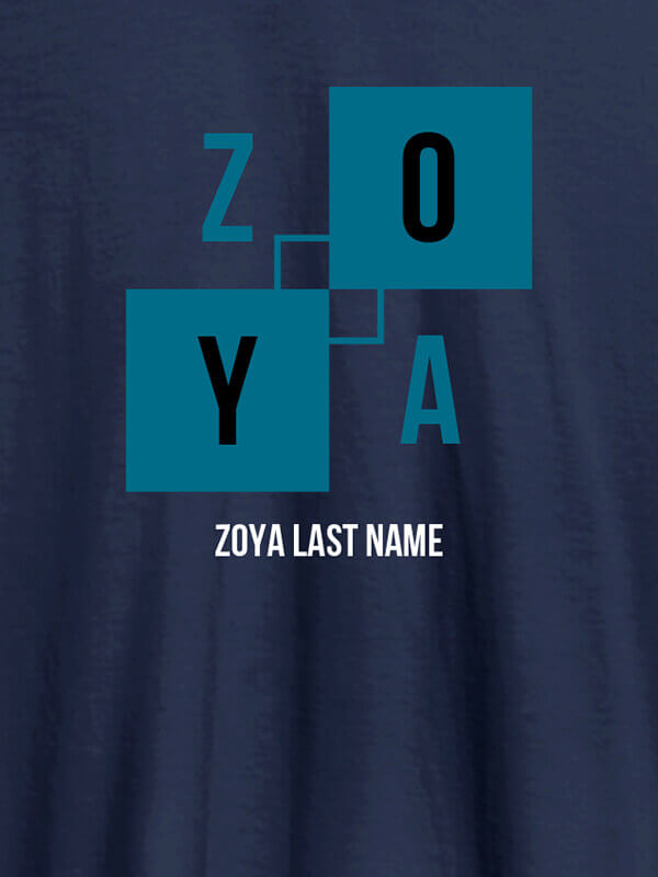 Custom Personalised Womens T Shirt With Last Name Navy Blue Color