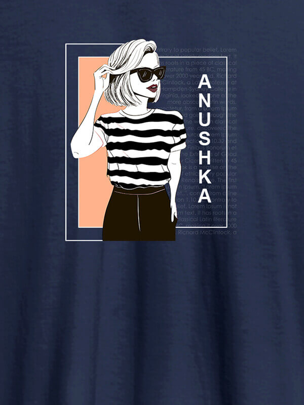 Custom Personalised Womens T Shirt Latest Fashion Trends With Name Navy Blue Color