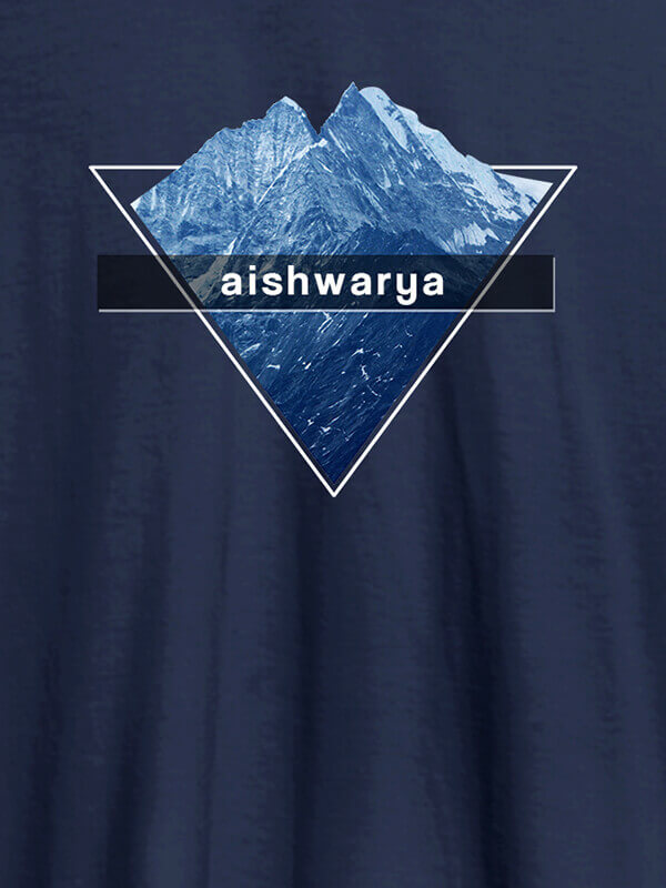 Custom Himalaya Mountain Personalised Womens Printed T Shirt Navy Blue Color