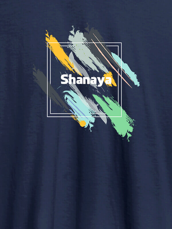 Custom Personalised Womens T Shirt Name With Abstract Design Navy Blue Color