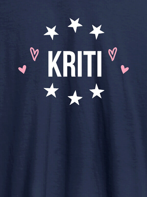 Custom Personalised Womens T Shirt With Name And Stars Navy Blue Color