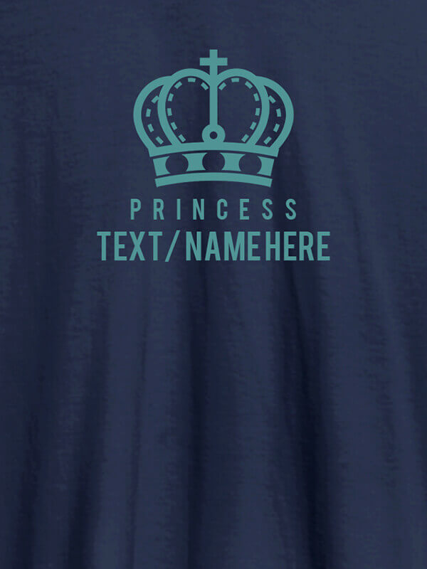 Custom Princess with Your Name On Navy Blue Color Customized Women Tees