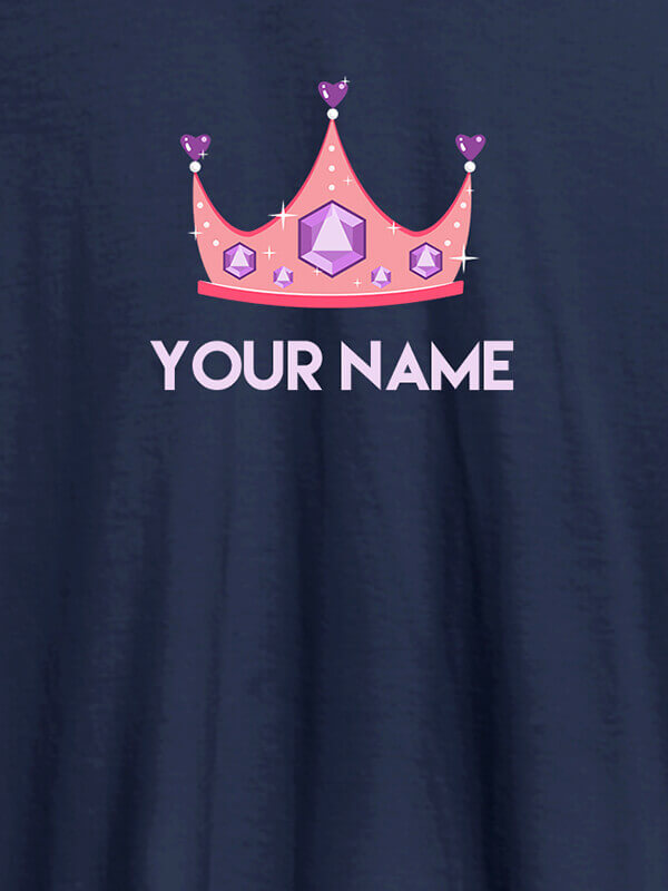 Custom Queen Theme with Purple Gems and Your Name On Navy Blue Color Customized Womens T-Shirt