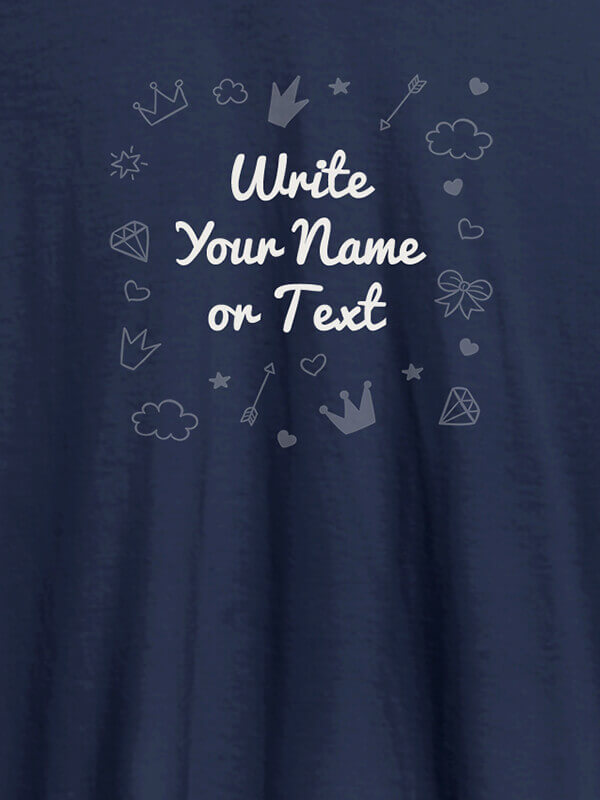 Custom Multi Design with Your Name On Navy Blue Color Customized Womens T-Shirt