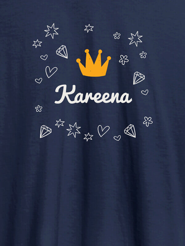 Custom Crown Design with Your Name On Navy Blue Color Customized Tshirt for Women