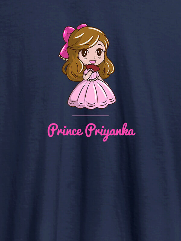 Custom Cute Princess with Your Name On Navy Blue Color Personalized Women Tees