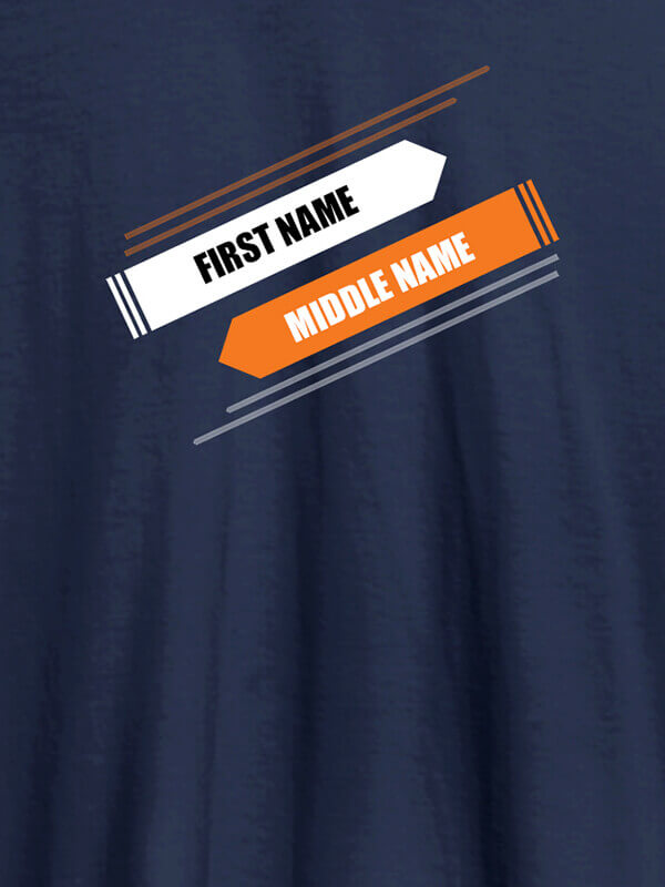 Custom First Name and Last Name On Navy Blue Color Customized Tshirt for Women