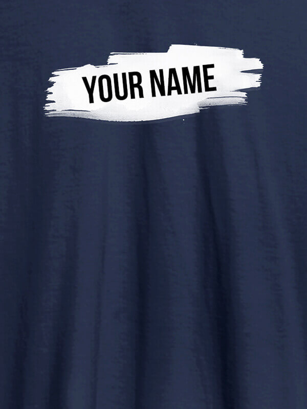 Custom Brush Stroke with Name On Navy Blue Color Personalized Women Tshirt