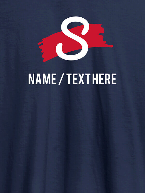 Custom Paint Brush Theme with Initial and Name On Navy Blue Color Customized Women Tees
