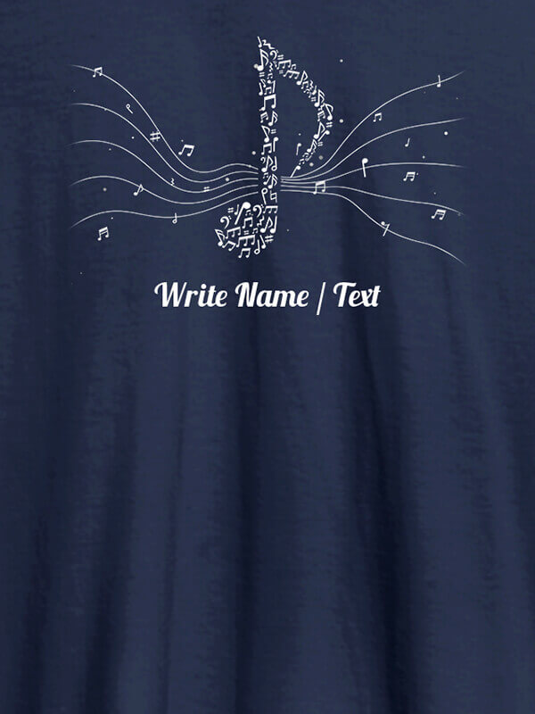 Custom Musical Theme with Your Name On Navy Blue Color Customized Women Tees