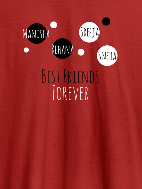 Custom Best Friends Forever Personalised Womens T Shirt Red Color