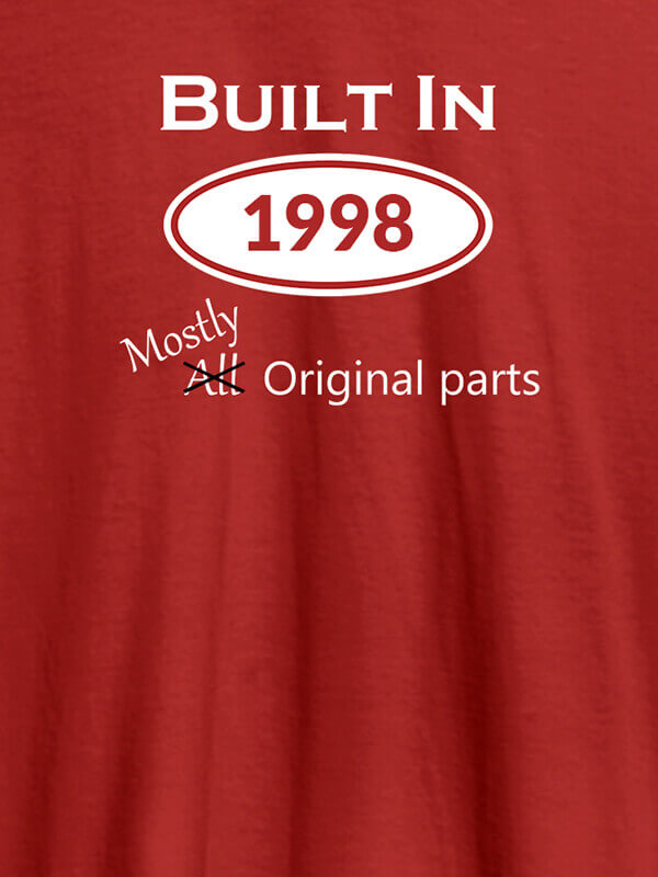 Custom Built In Year Mostly Original Personalised Womens T Shirt Red Color