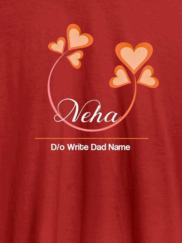 Custom Personalised Womens T Shirt With Your Dad Name Red Color