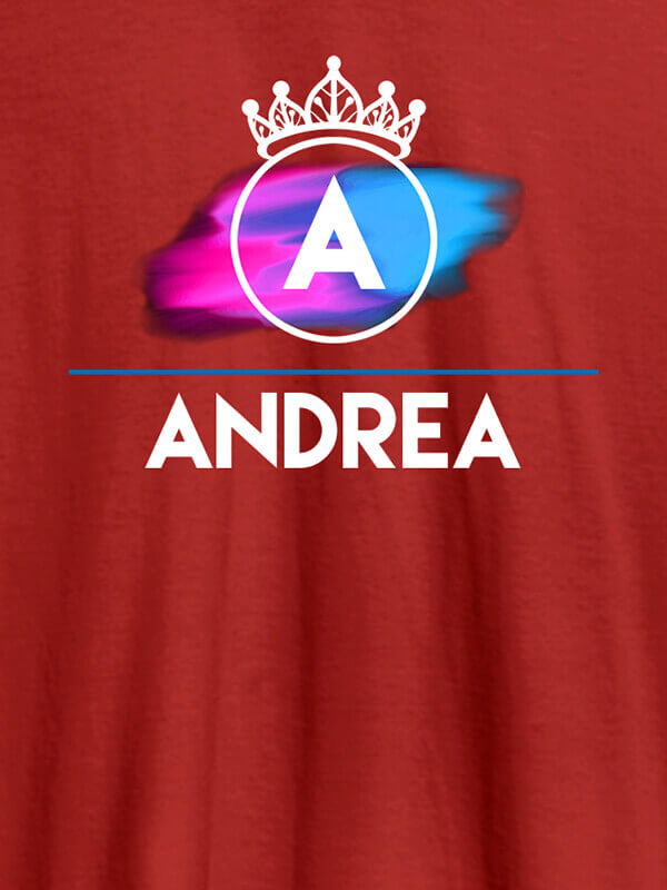 Custom Personalised Womens T Shirt Initial On Crown Red Color