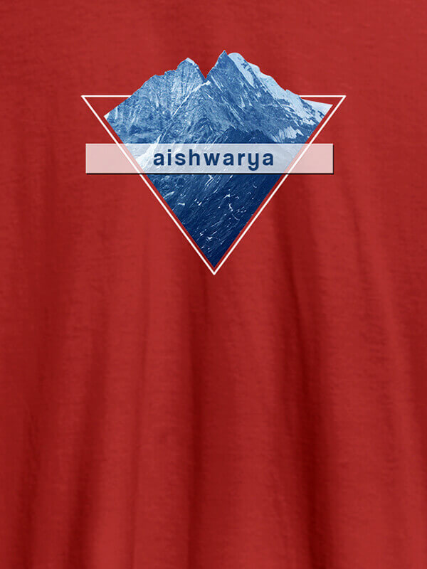 Custom Himalaya Mountain Personalised Womens Printed T Shirt Red Color