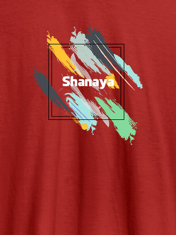 Custom Personalised Womens T Shirt Name With Abstract Design Red Color