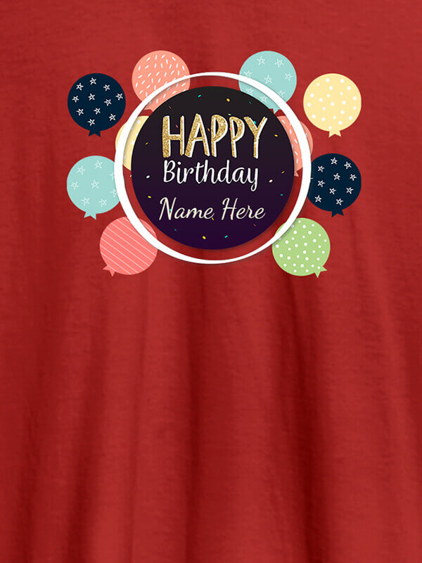 Custom Personalised Happy Birthday Womens T Shirt With Name Red Color
