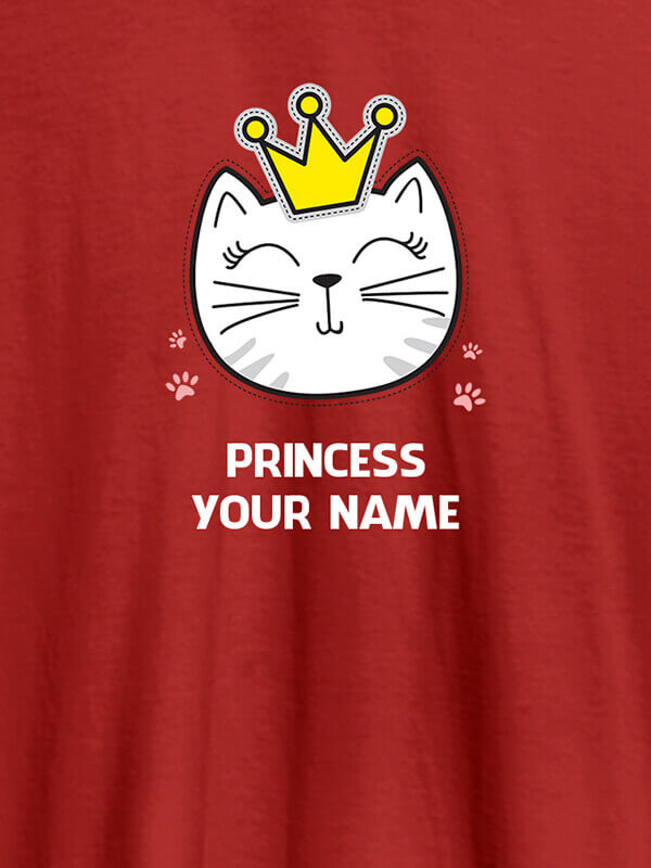 Custom Princess Cat Personalised Womens T Shirt With Name Red Color
