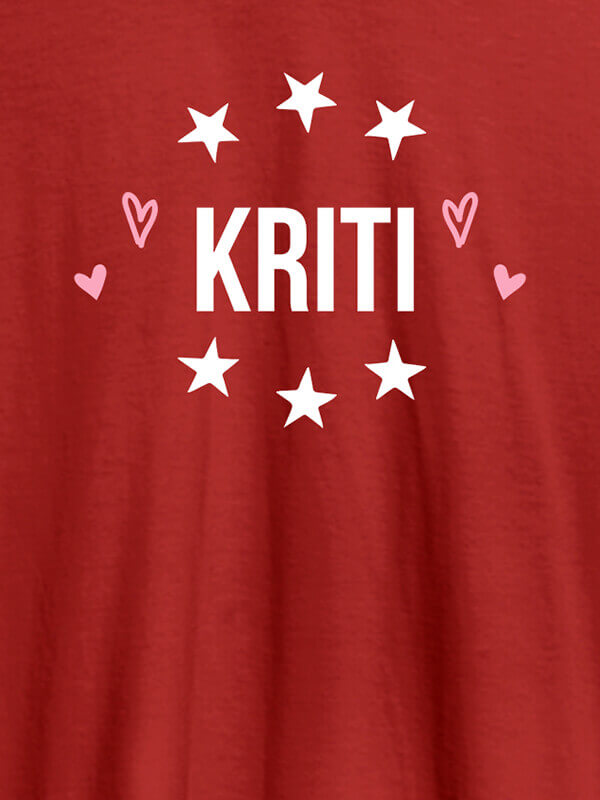 Custom Personalised Womens T Shirt With Name And Stars Red Color
