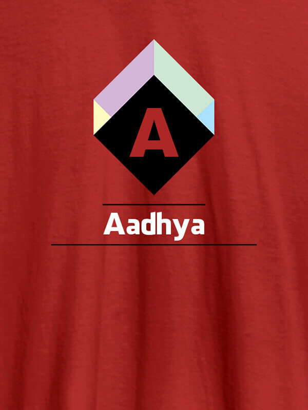 Custom Personalised Womens T Shirt With Name Cubic Design Red Color