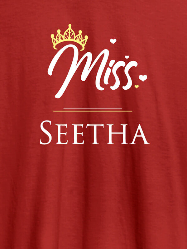 Custom Miss with Your Name On Red Color Customized Women Tees
