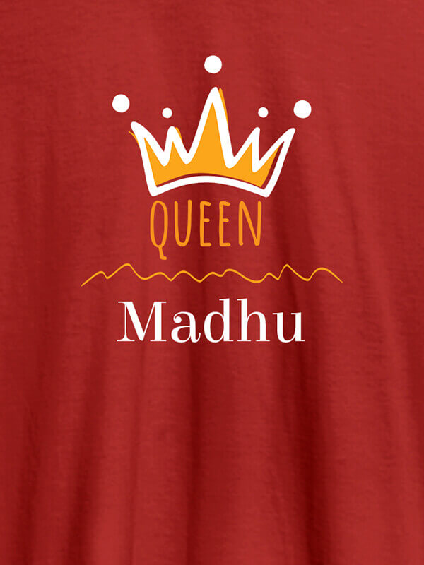 Custom Queen Crown with Name On Red Color Women T Shirts with Name, Text, and Photo