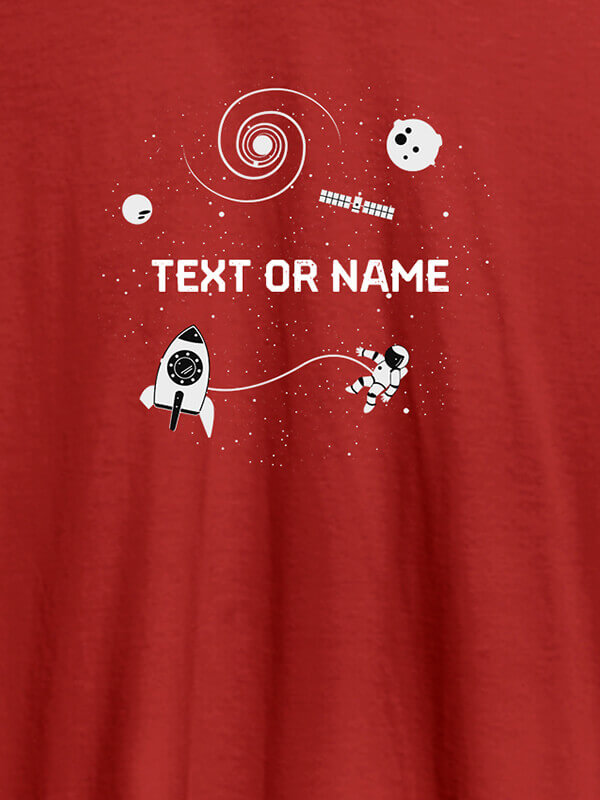 Custom Women Astronaut with Your Name On Red Color T-shirts For Women with Name, Text and Photo