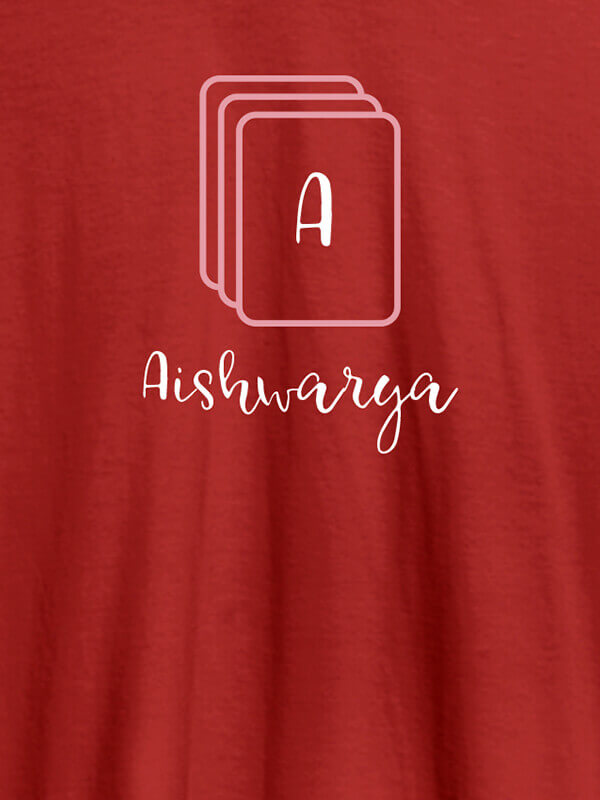 Custom Playing Cards with Initial and Name On Red Color Personalized Women Tees