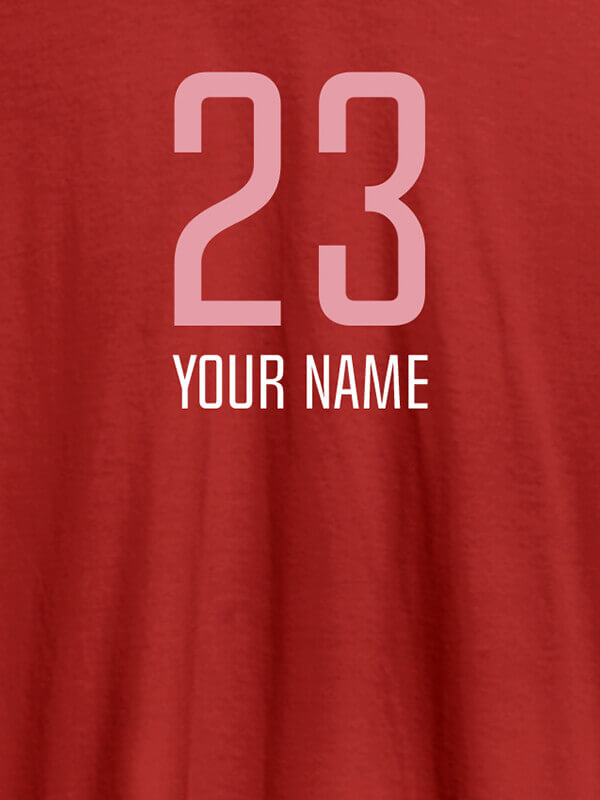 Custom Number and Name On Red Color Personalized T-Shirt for Women