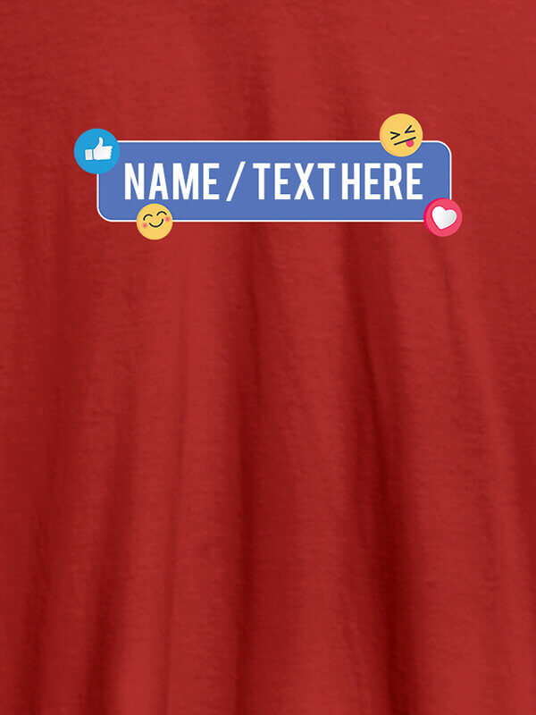 Custom Your Name with Emojis On Red Color Customized Womens T-Shirt