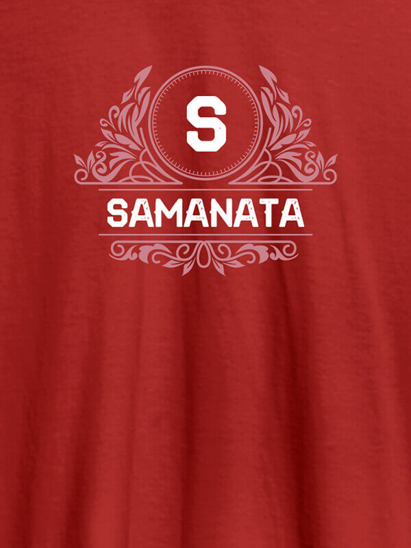 Custom Shield Design with Text and Initial On Red Color Customized Tshirt for Women