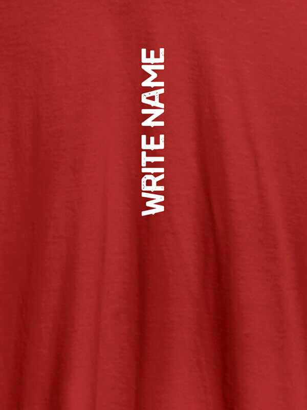 Custom Vertical Name On Red Color Personalized T-Shirt for Women
