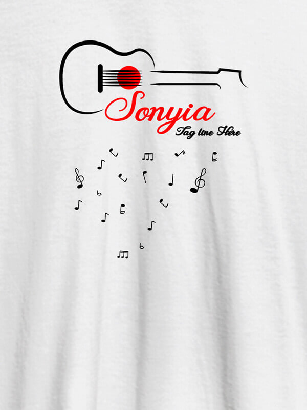 Custom Personalised Womens T Shirt With Name Guitar Design White Color
