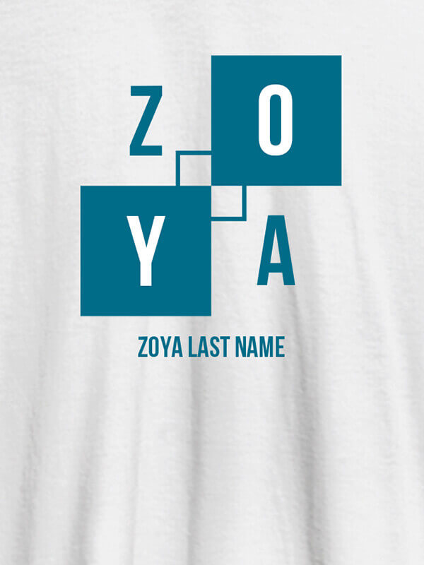 Custom Personalised Womens T Shirt With Last Name White Color