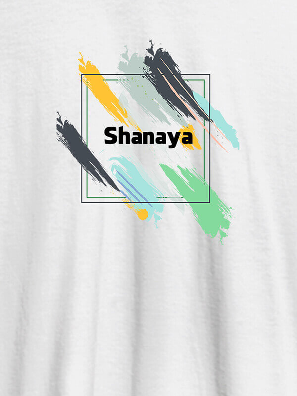Custom Personalised Womens T Shirt Name With Abstract Design White Color