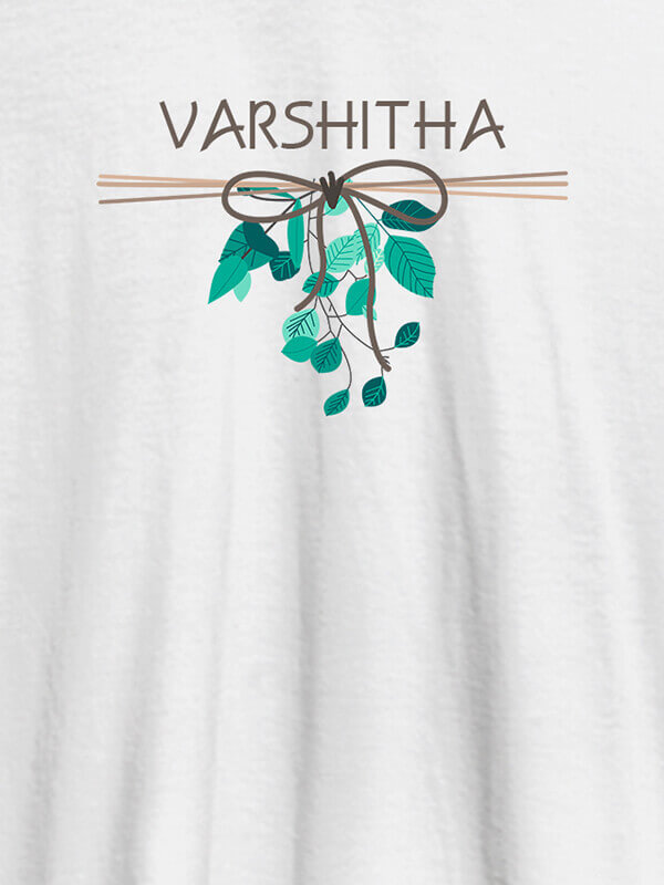 Custom Personalised Womens T Shirt Name With Knot Design White Color