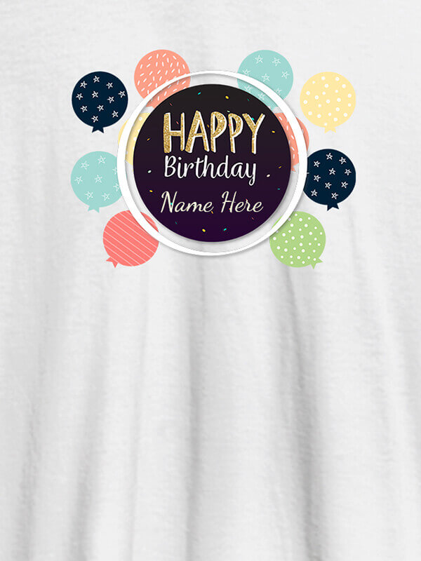 Custom Personalised Happy Birthday Womens T Shirt With Name White Color