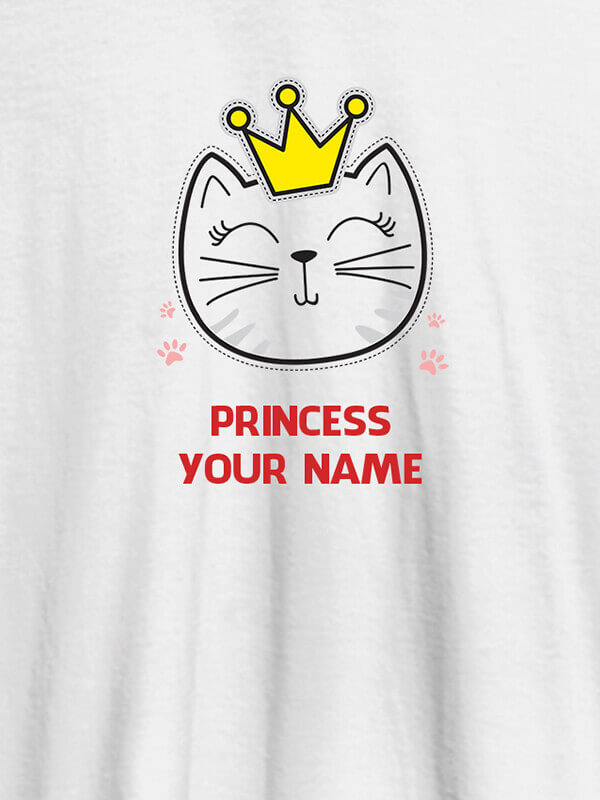 Custom Princess Cat Personalised Womens T Shirt With Name White Color
