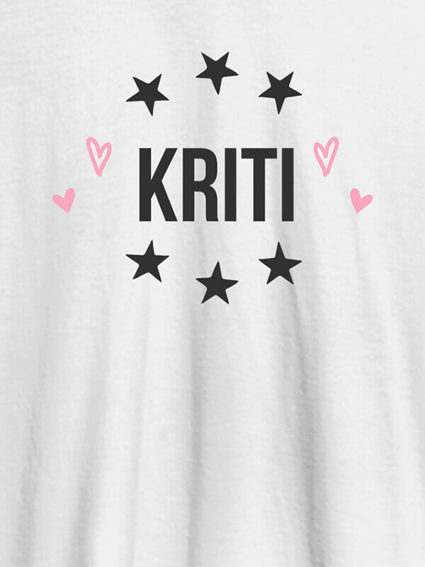 Custom Personalised Womens T Shirt With Name And Stars White Color