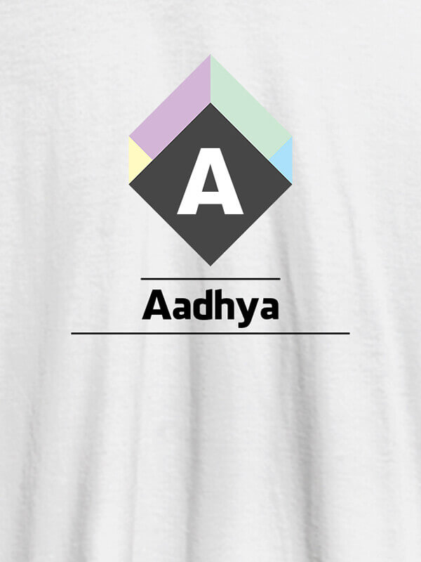 Custom Personalised Womens T Shirt With Name Cubic Design White Color