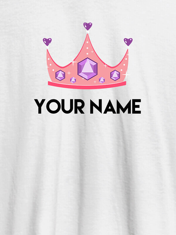 Custom Queen Theme with Purple Gems and Your Name On White Color Customized Womens T-Shirt