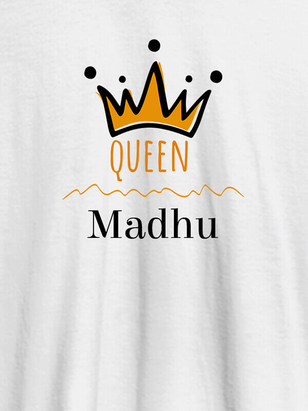 Custom Queen Crown with Name On White Color Women T Shirts with Name, Text, and Photo