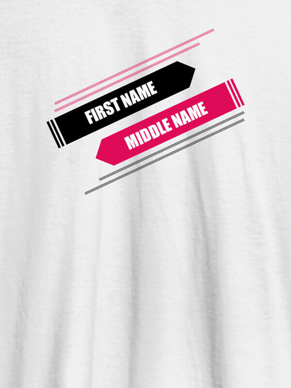 Custom First Name and Last Name On White Color Customized Tshirt for Women