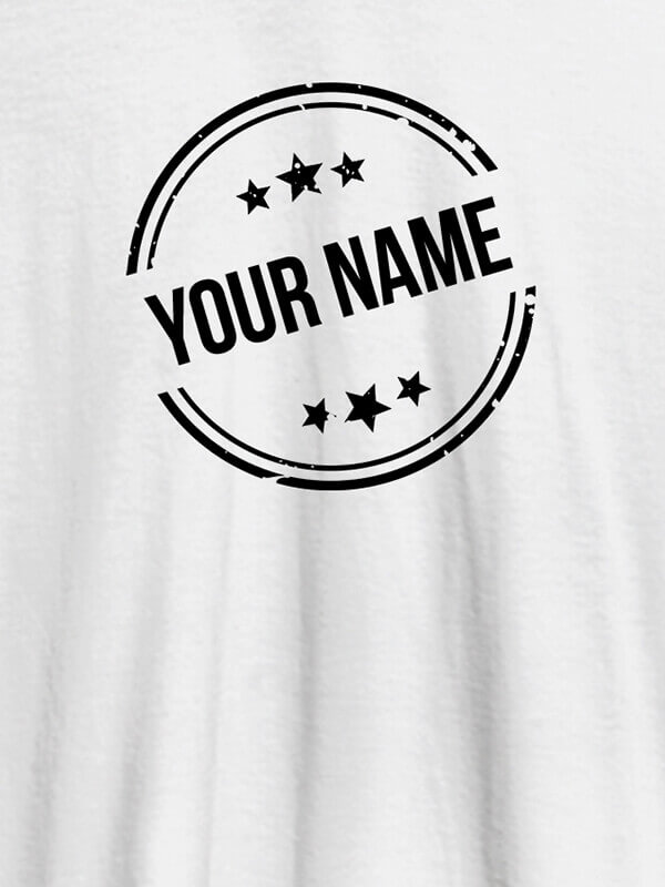 Custom Stamp with Stars Theme and Your Name On White Color Customized Women T-Shirt