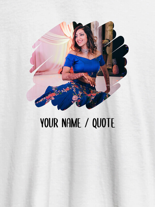 Custom Your Photo in Circle Grunge Shape On White Color T-shirts For Women with Name, Text and Photo