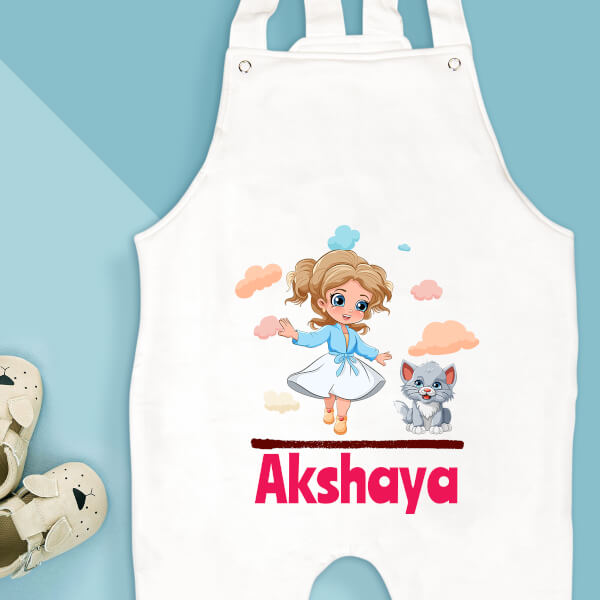 Custom The Cute Baby and The Adorable Kitten General Dungaree Design