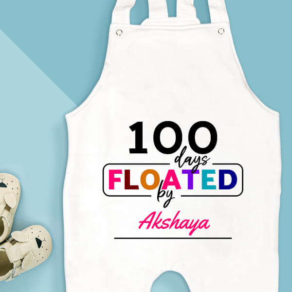 Custom 100 Days Floated by The Baby Milestone Collection Dungaree Design