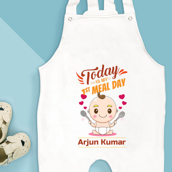 Custom Today is My 1st Meal Milestone Collection Dungaree Design